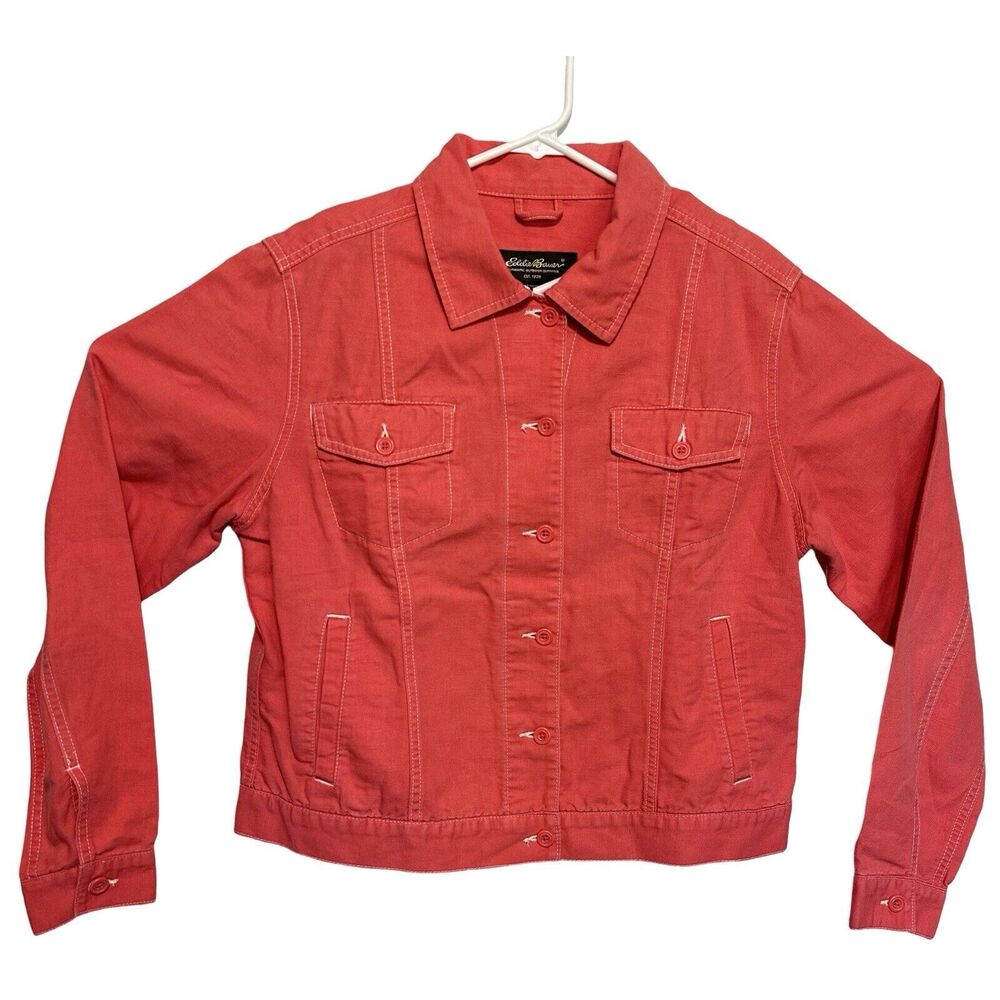 Eddie Bauer Denim‎ Jacket Size Large Women’s Pink